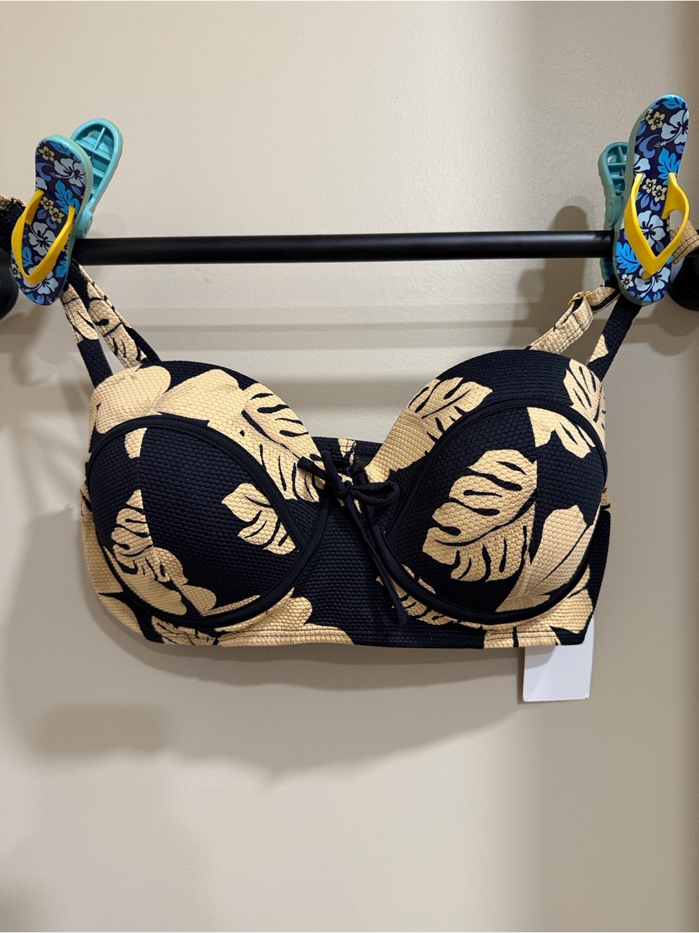 Swimsuits For All Black and tan Leaf Print Underwire Bikini Sz 16/18 NWT